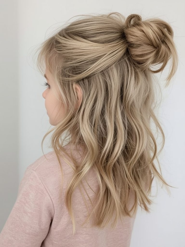 Hair Styles Kids: Half-Up Top Knot