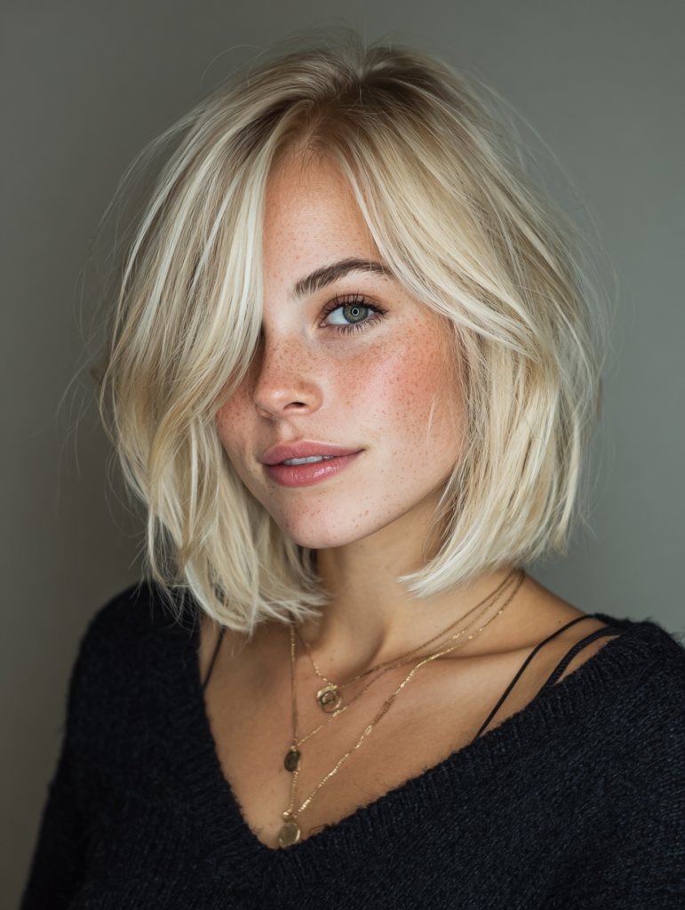 Edgy Blonde Hair with Blunt Cut Bob