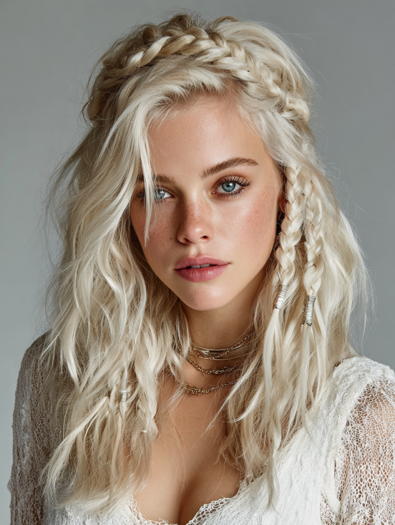 Edgy Blonde Hair with Braided Accents