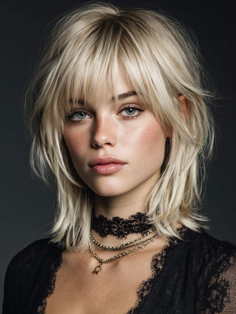 Edgy Blonde Hair with Blond Shag