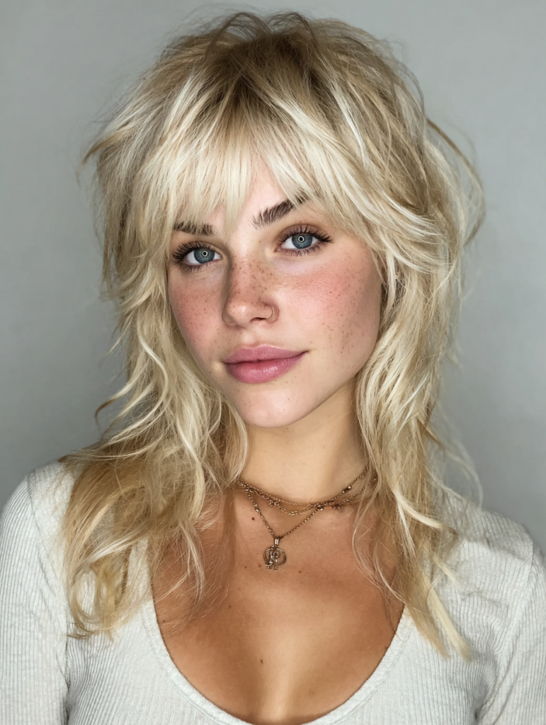 Edgy Blonde Hair with Bangs Shag