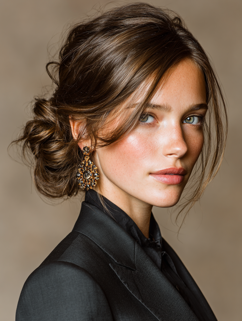 Hair Styles Natural: Low Bun with Face-Framing Pieces