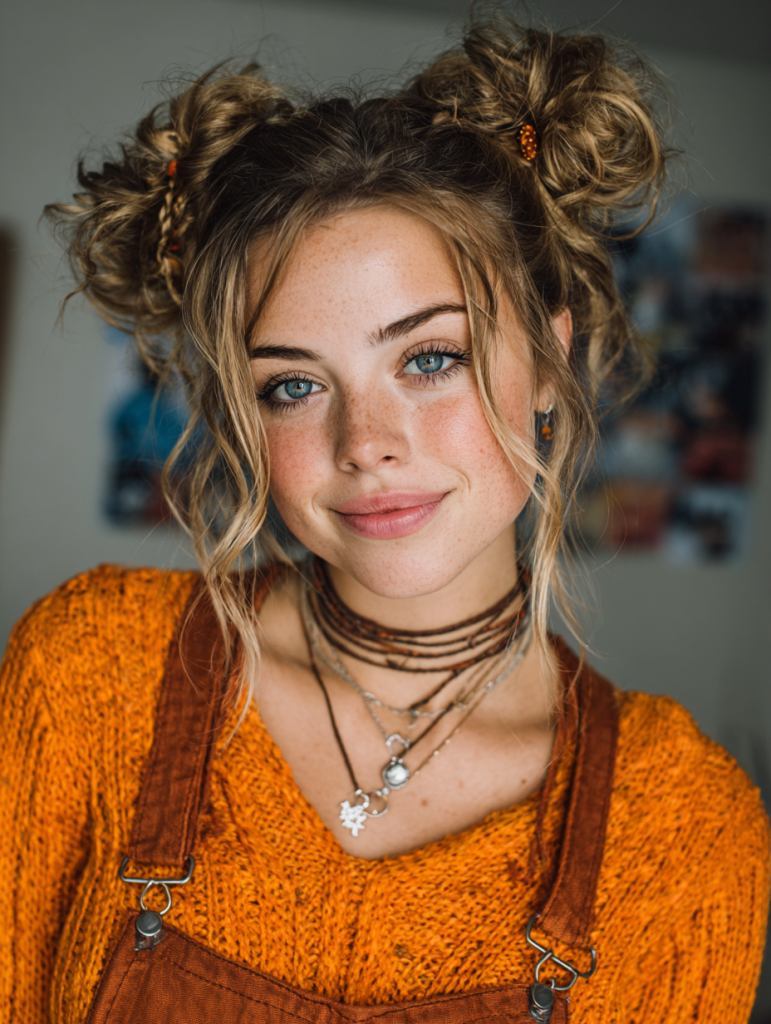 Hair Styles Natural: Space Buns