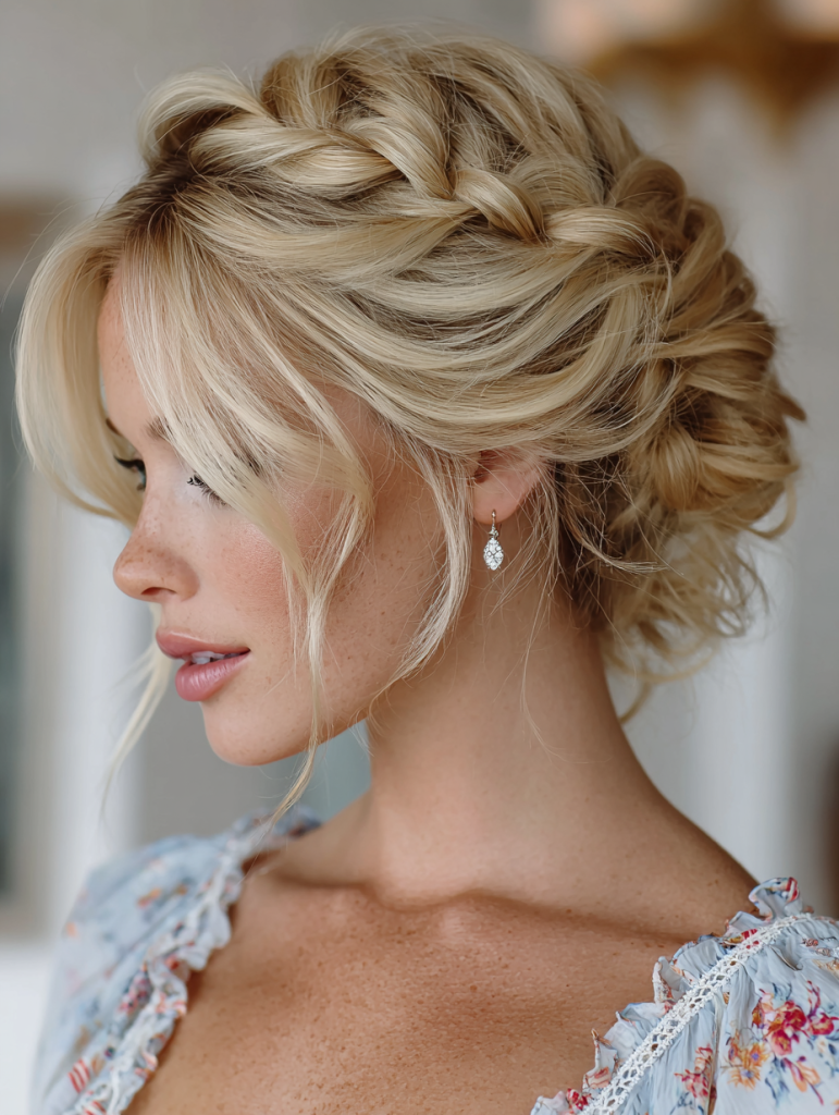 Summer Updos For Long Hair: Chignon with a Braid Wrap