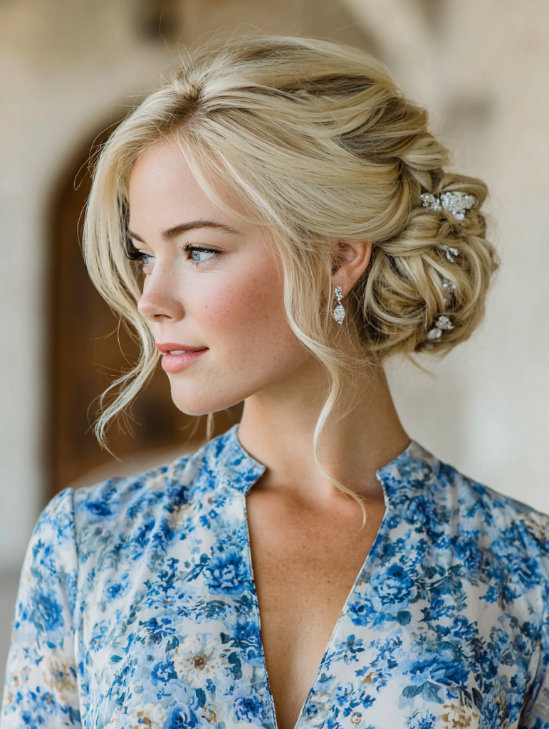 Summer Updos For Long Hair: Side Swept Chignon