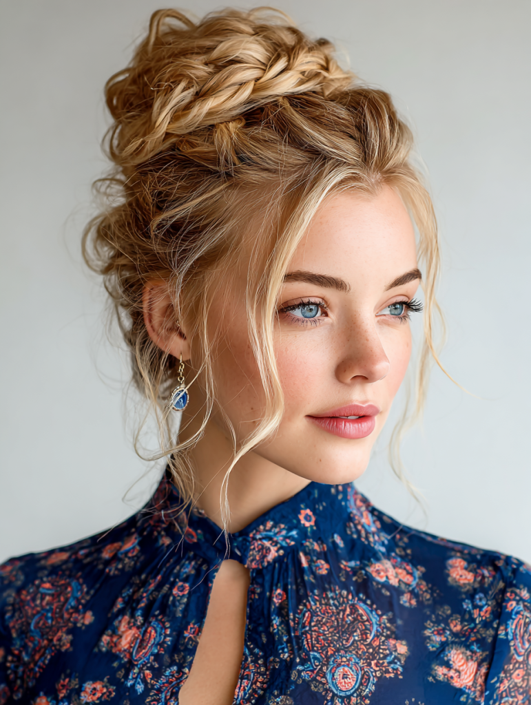 Summer Updos For Long Hair: Upside Down Braid Bun