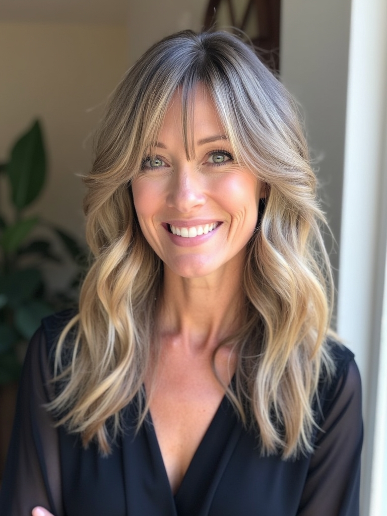 Long Hair for Older Women: Classic Cascading Layers