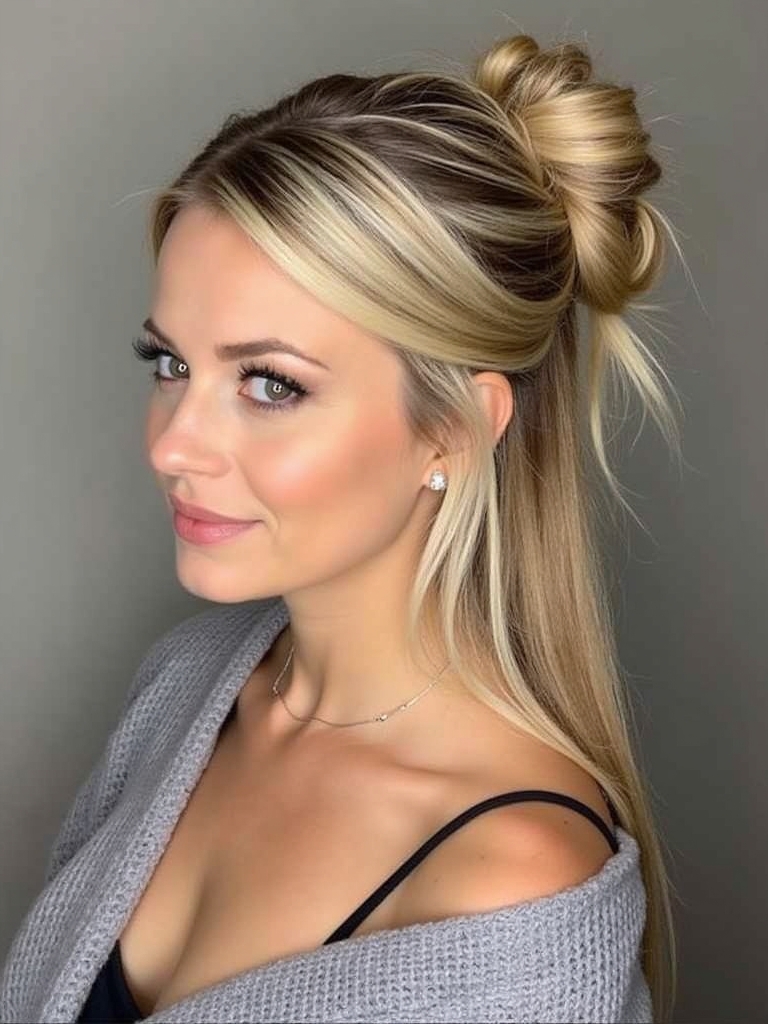 Rock Concert Hairstyles: Side Braid with Messy Bun