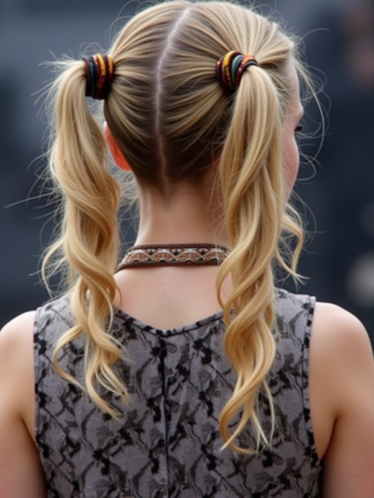 Rock Concert Hairstyles: High Pigtails with Hair Rings