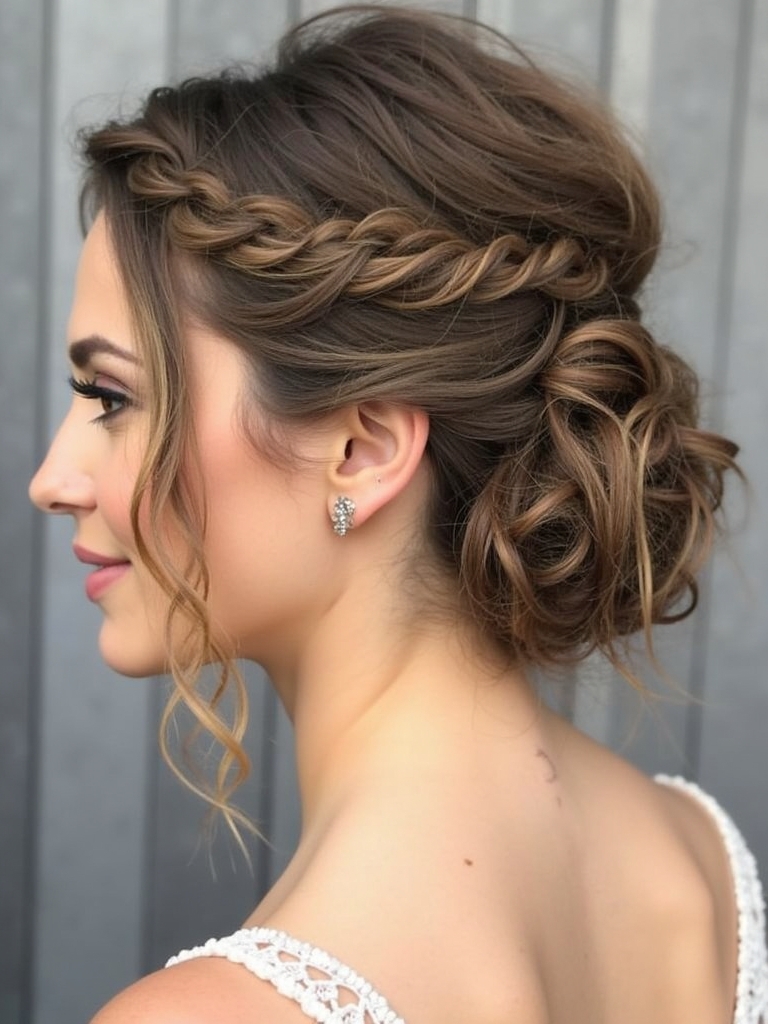 Messy Textured Low Bun Prom Hairstyle