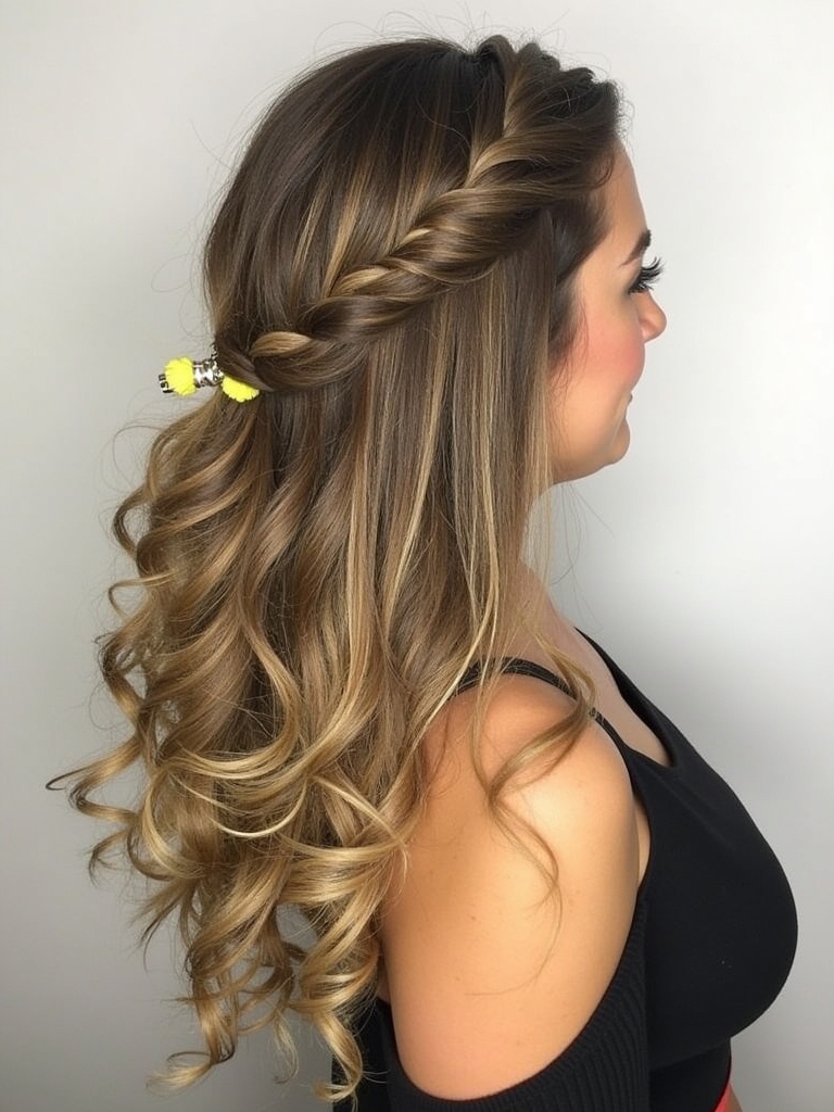 Rock Concert Hairstyles: Waterfall Braid with Loose Curls