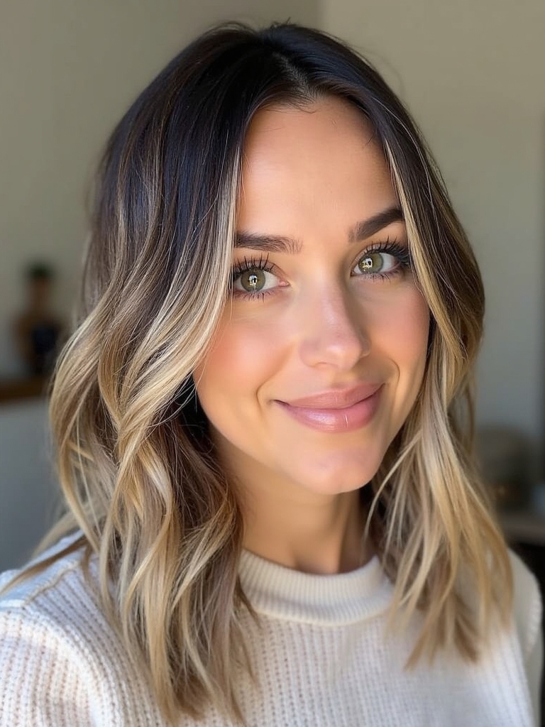 Shoulder Length Hairstyle For Thin Hair Fine: Face-Framing Highlights