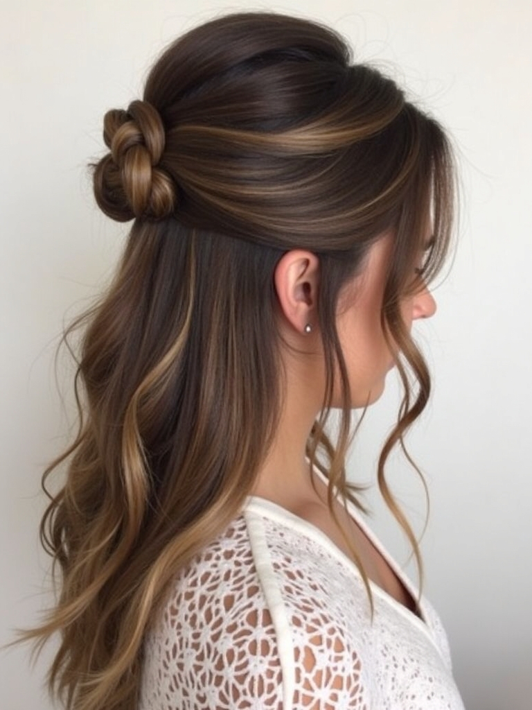 Brunette Summer Hair 2025: Twisted Half-Updo