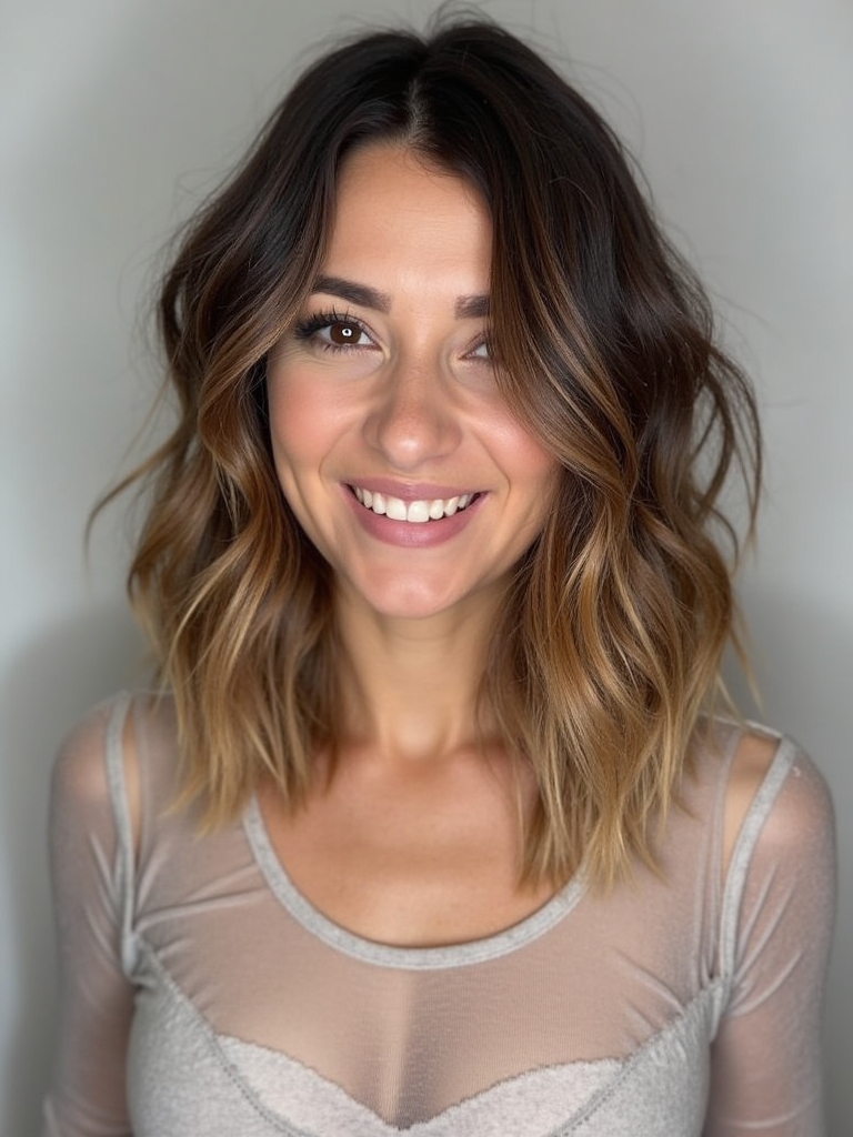 Shoulder Length Hairstyle For Thin Hair Fine: Wavy Bob with Deep Side Part