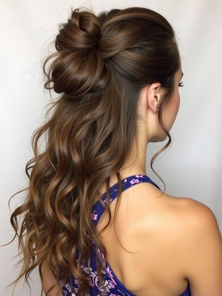 Rock Concert Hairstyles: Half-Up Knot with Wavy Texture