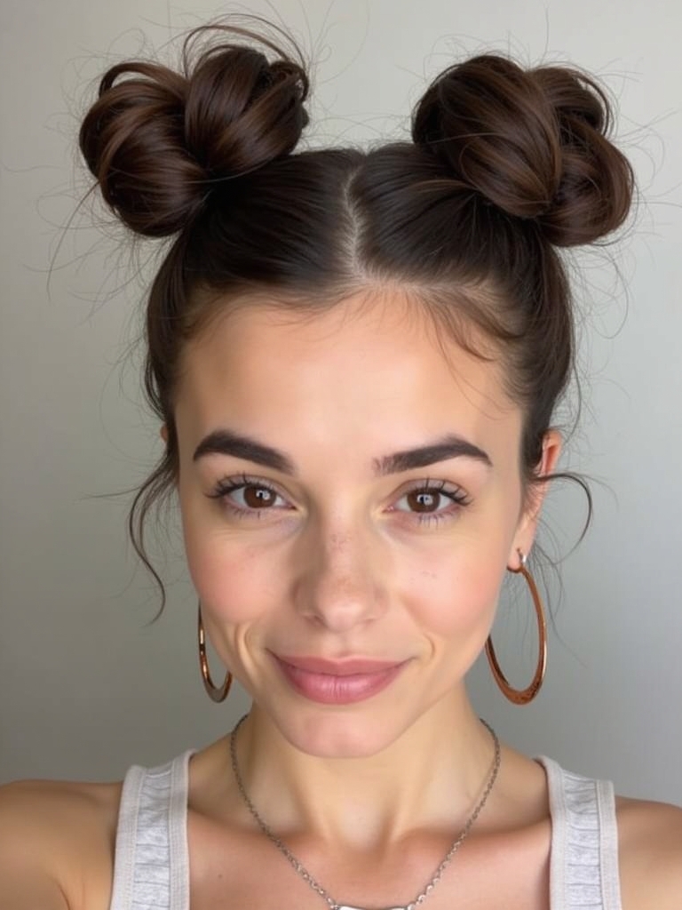 Brunette Summer Hair 2025: Space Buns