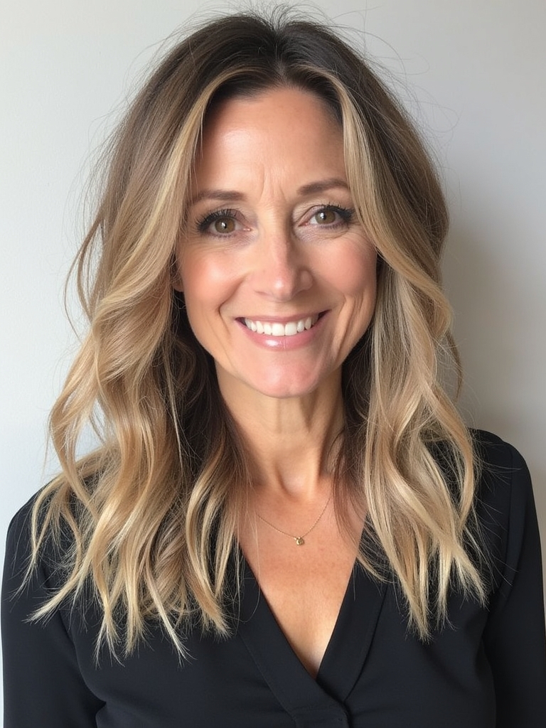 Long Hair for Older Women: The "Bottleneck" Layers with Subtle Waves