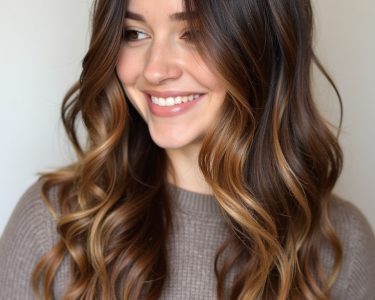 Toned Caramel Highlights on Brown Hair