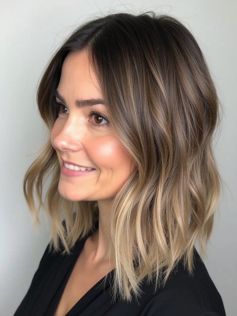 Shoulder Length Hairstyle For Thin Hair Fine: Textured Lob