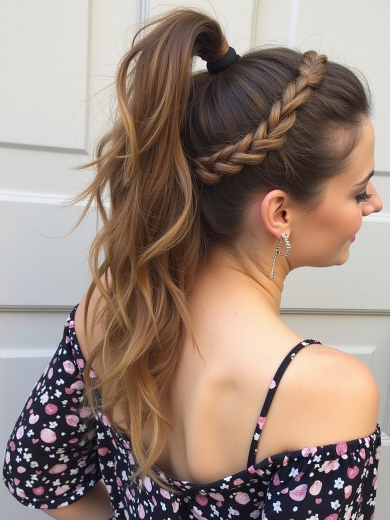 Rock Concert Hairstyles: High Ponytail with Braided Accent