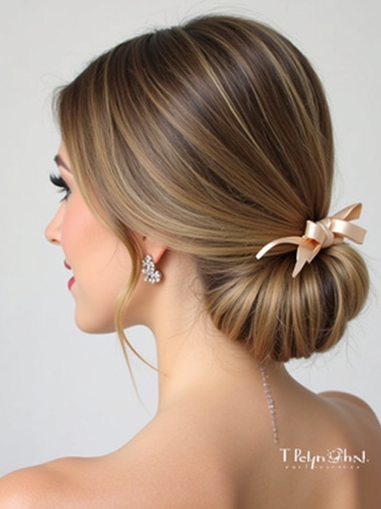 Ribbon-Wrapped Low Bun Prom Hairstyle