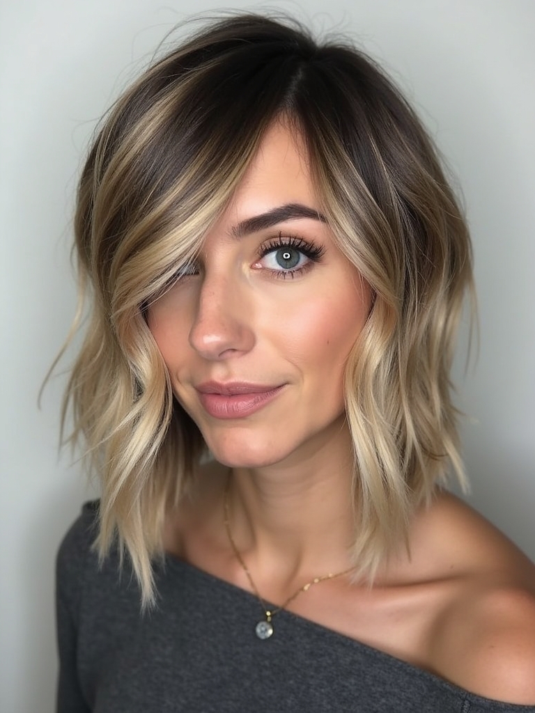 Shoulder Length Hairstyle For Thin Hair Fine: Asymmetrical Bob
