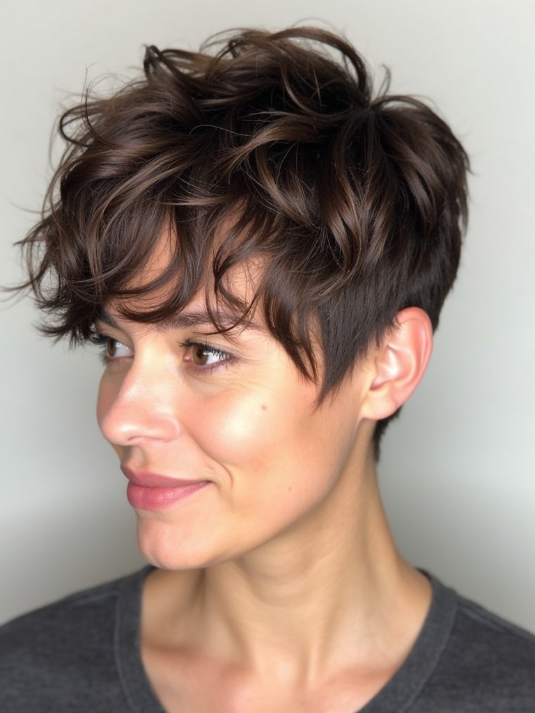 Brunette Summer Hair 2025: Choppy Pixie Cut