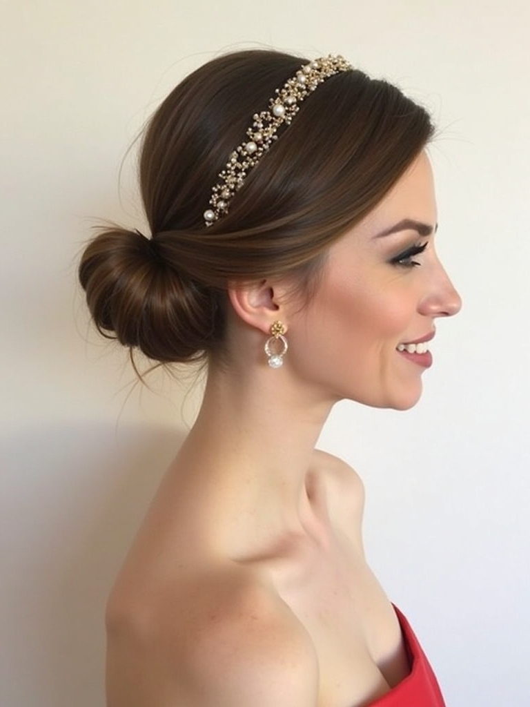 Asymmetrical Low Bun Prom Hairstyle