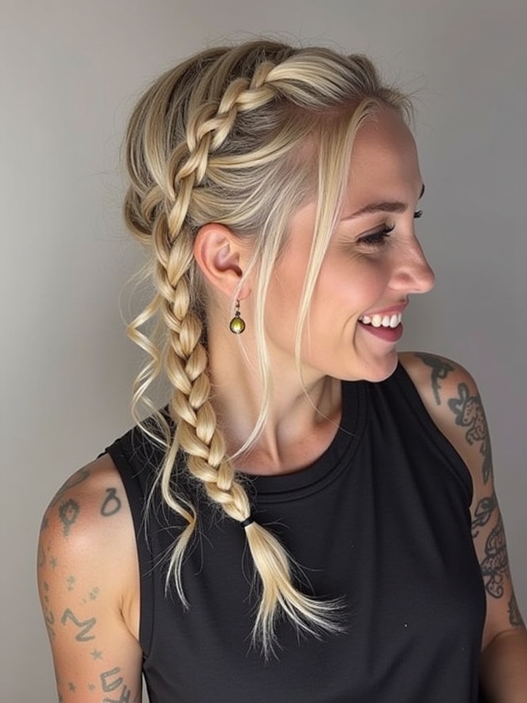 Rock Concert Hairstyles: Dutch Braids into Ponytails