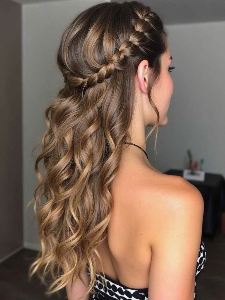 Rock Concert Hairstyles: Textured Waves with a Wide Braid