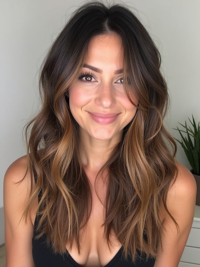 Brunette Summer Hair 2025: Caramel Highlights