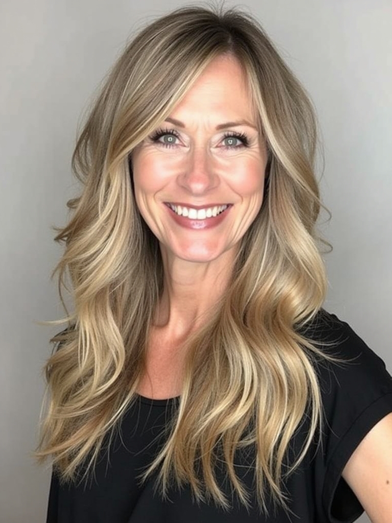 Long Hair for Older Women: A-Line Layering