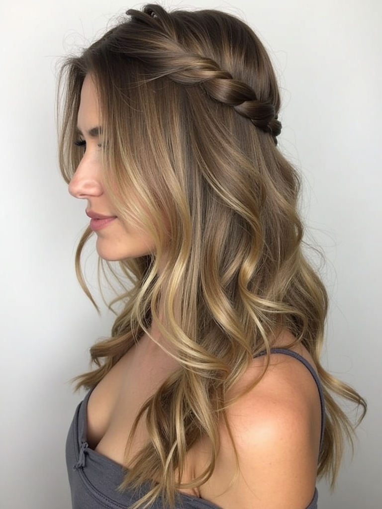 The Layered Waterfall Braid Butterfly Cut for Long Hair and Round Faces