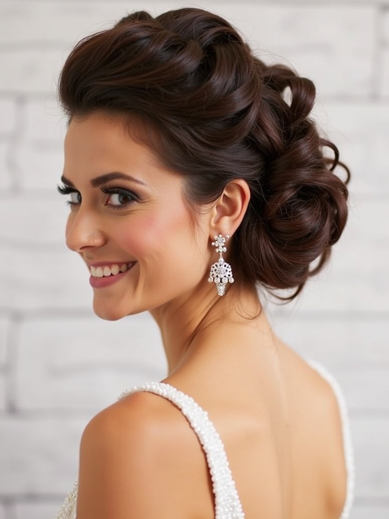 Pin Curls Low Bun Prom Hairstyle