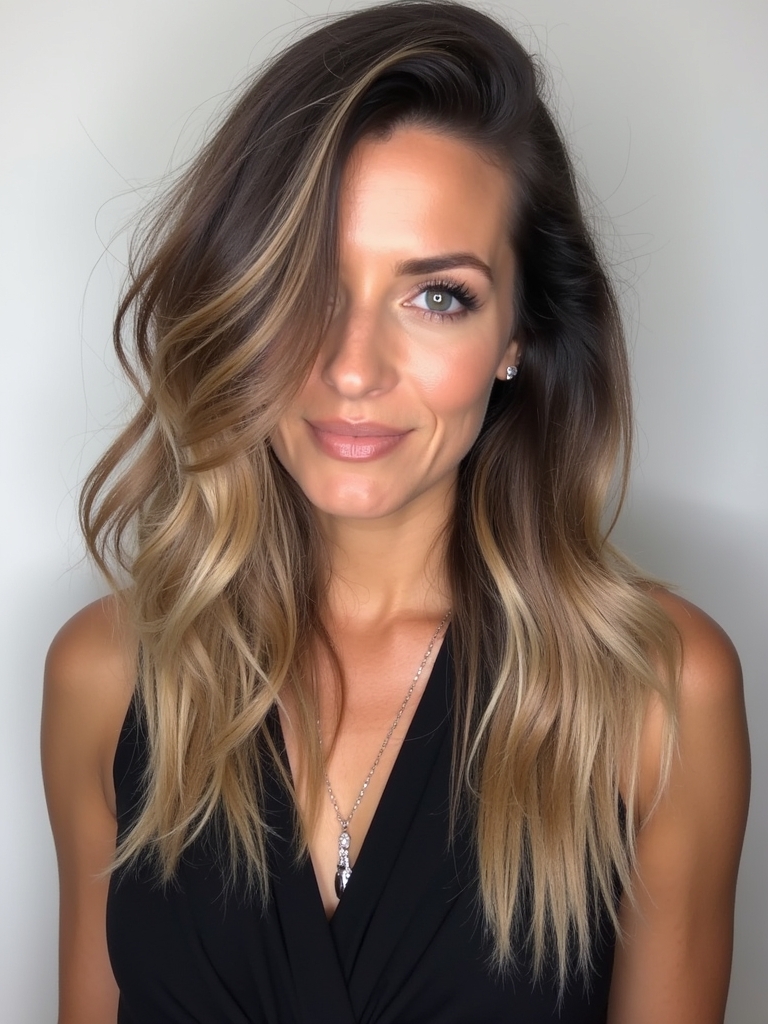 Shoulder Length Hairstyle For Thin Hair Fine: Deep Side Part with Voluminous Roots
