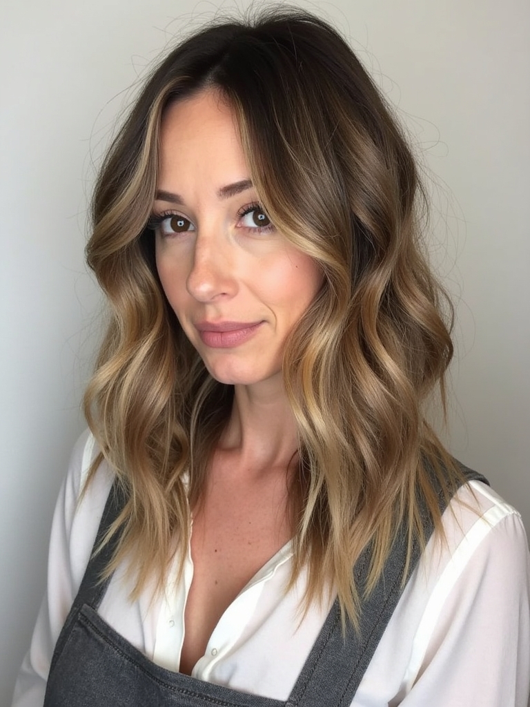 Shoulder Length Hairstyle For Thin Hair Fine: Layered Waves