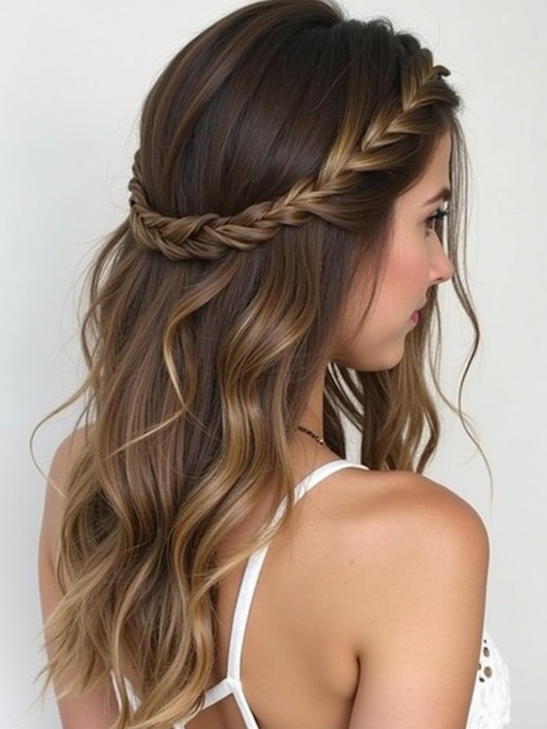 Brunette Summer Hair 2025: Braided Crown