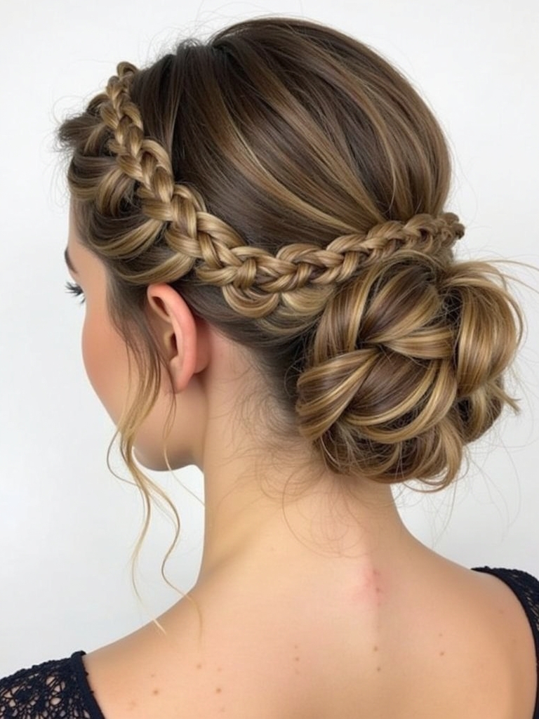 Braided Low Bun Prom Hairstyle