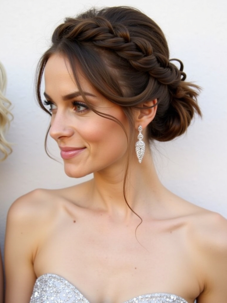 Space Bun Braids Low Bun Prom Hairstyle