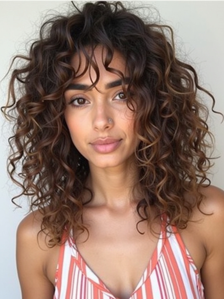 Brunette Summer Hair 2025: Curly Shag