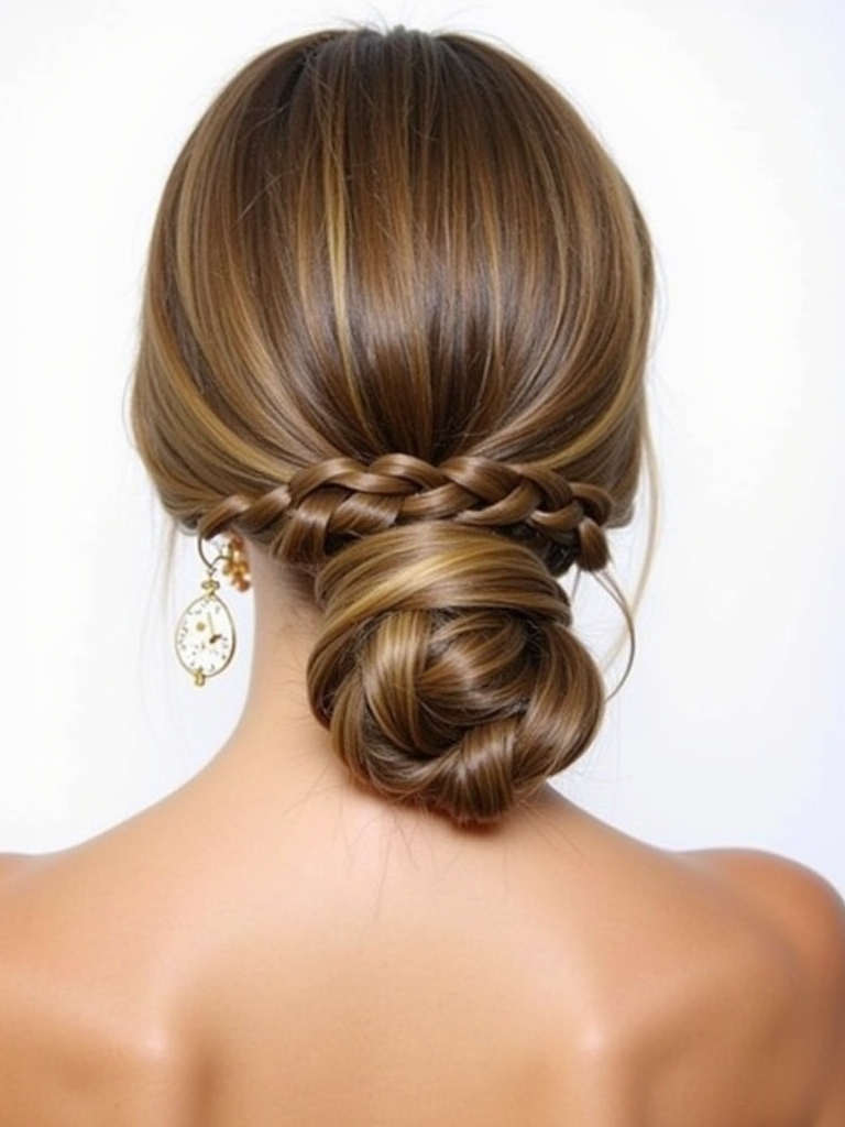 Wrapped Ponytail Braid Low Bun Prom Hairstyle