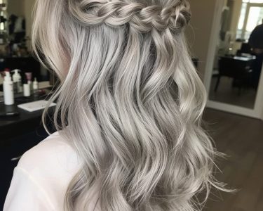 Silver Side Braid on Dark Skin