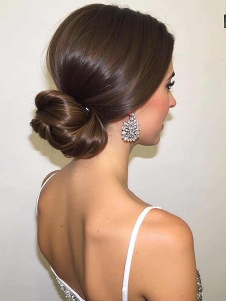 Sleek and Polished Low Bun Prom Hairstyle