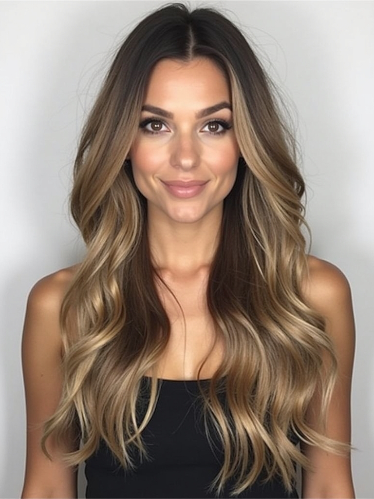 Asymmetrical Butterfly Layers for Long Hair and Round Faces