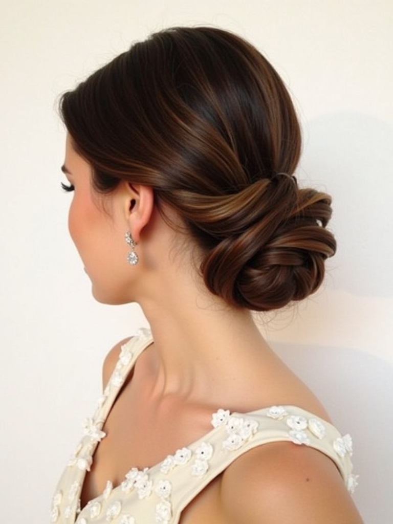 Side Swept Low Bun Prom Hairstyle