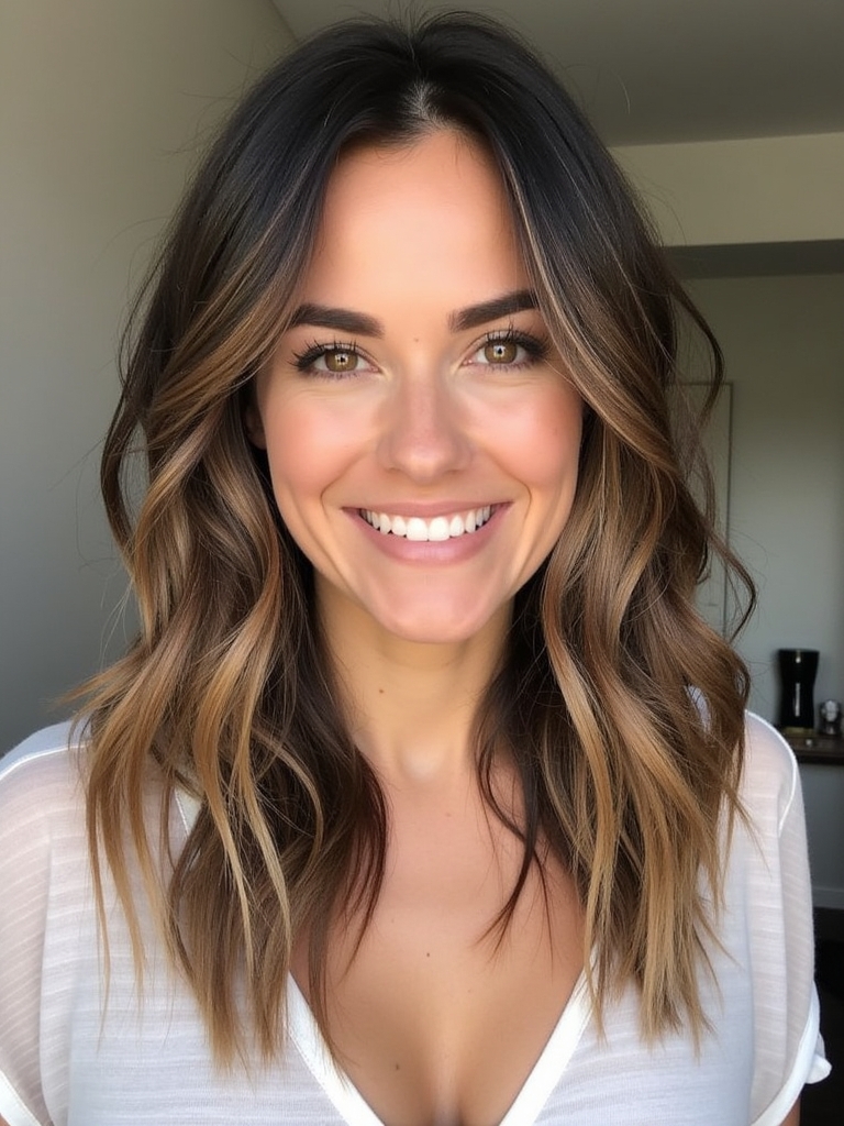 Brunette Summer Hair 2025: Face-Framing Balayage