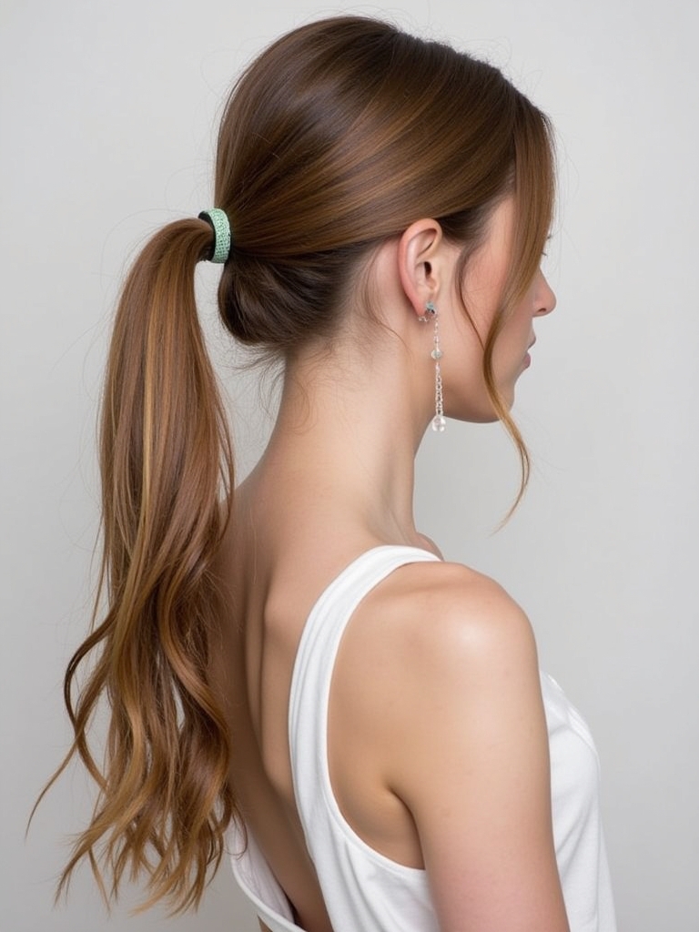 Low Ponytail Butterfly Haircut for Long Hair and Round Faces