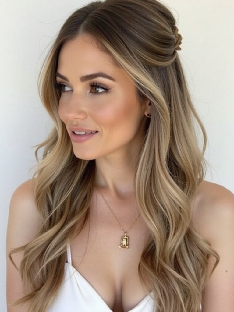 Half-Up, Half-Down Butterfly Haircut for Long Hair and Round Faces