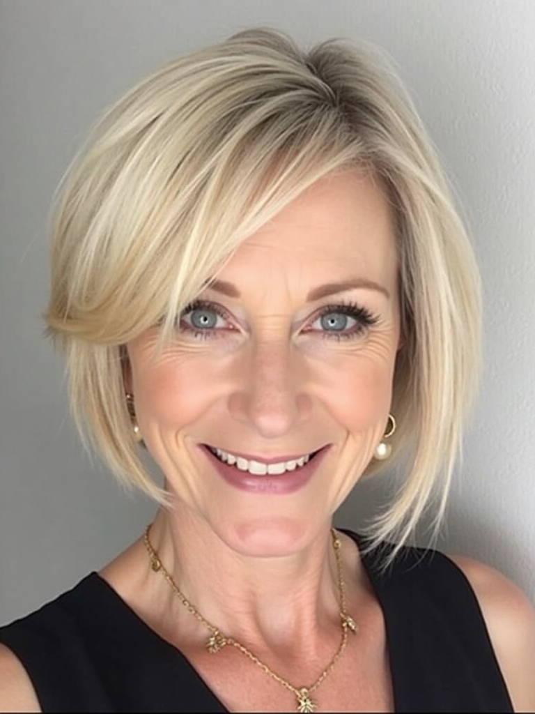 Hairstyles For Thin Hair Fine Over 50: The Asymmetrical Bob