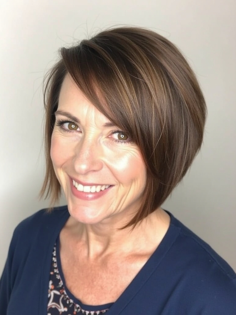 Hairstyles For Thin Hair Fine Over 50: The Blunt Bob with Lifted Roots